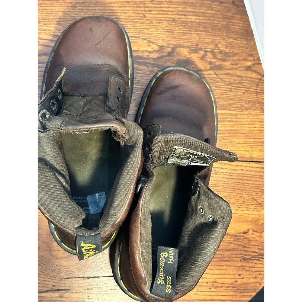 Dr Martens 8A19 Brown Leather Ankle Boots Mens Size 8 AirWair Lug‎ Sole Vintage